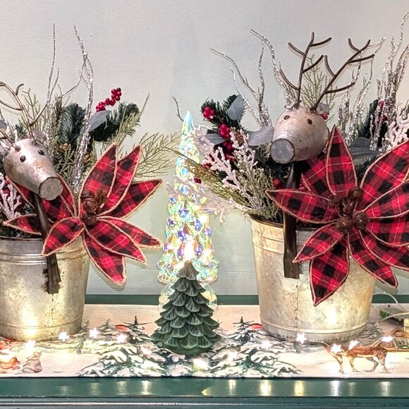 Cody Foster Retro Iridescent Christmas Trees Set of 2 Battery Lighted Glass - Picture 8 of 11